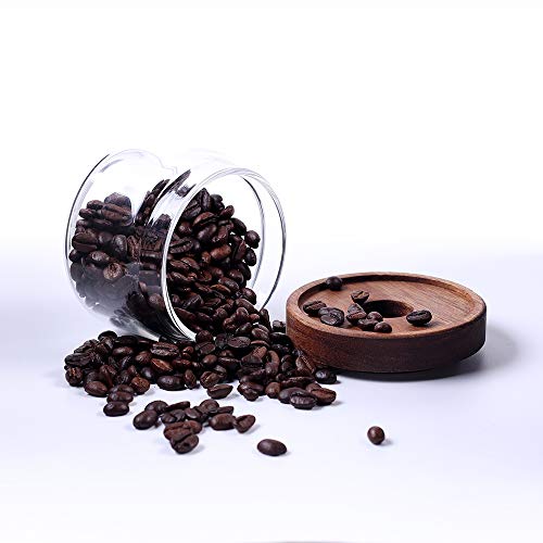 Glass Coffee Containers, 8.5 FL OZ/250 ml Kitchen Serving Food Storage Canister with Sealed Wooden Lid, BPA-Free Clear Glass Jar for Tea Leaves, Powder, Spice(3.06 inch) - color: Clear Glass - Wooden Lid