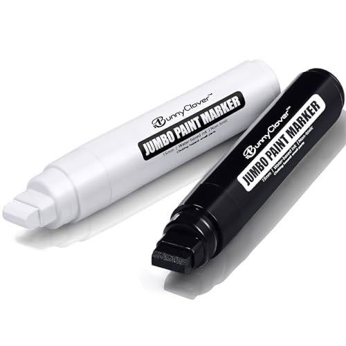Paint Markers Pens, 2 Pack of Black and White, Premium Permanent Acrylic Paint Pens Markers for Tagging, Signs, Stone, Wood, Ceramic, Non-Toxic,15mm Jumbo Tip