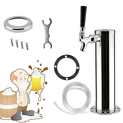 3" Draft Beer Tower Faucet Dispenser 1 Tap, Stainless Steel Beer Tap Chrome GDAE10 Taps Keg Faucets Durable Beer Line Assemble Accessory for Home Brewing Bar