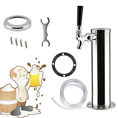 3" Draft Beer Tower Faucet Dispenser 1 Tap, Stainless Steel Beer Tap Chrome GDAE10 Taps Keg Faucets Durable Beer Line Assemble Accessory for Home Brewing Bar