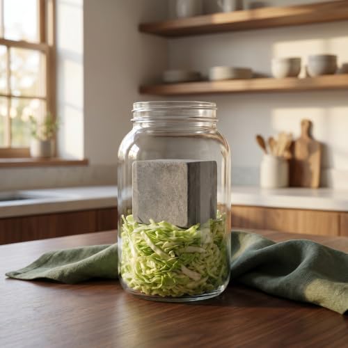 Stone Fermentation Weight: Moisture Separation Cabbage Press Stone Fermenting Tools for Pickled Vegetables Canister Food Preservation, 3.9x3.9x2in - color: Black