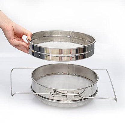 Stainless Steel Honey Strainer Double Sieve Debris Extractor Mesh Filter Beekeeping Equipment Tools, Fine/Coarse Mesh Filters Out Bee Pollen, Impurities