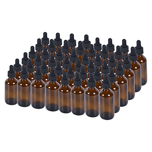 1 oz Dropper Bottle 48 Pack Amber Glass Boston Bottles 30ml with Eye Droppers Black Caps for Essential Oils, Perfume, Leak Proof Travel Bottles for Liquids - color: Amber, size: 1 oz, 48 pack