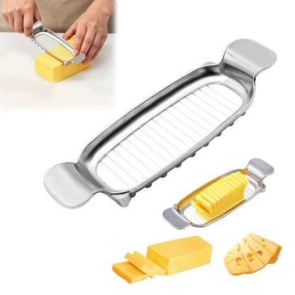 Stainless Steel Butter Cheese Slicer, Multipurpose Handheld Cutter for Block Cheese, Butter and Soft Fruits, Dishwasher Safe