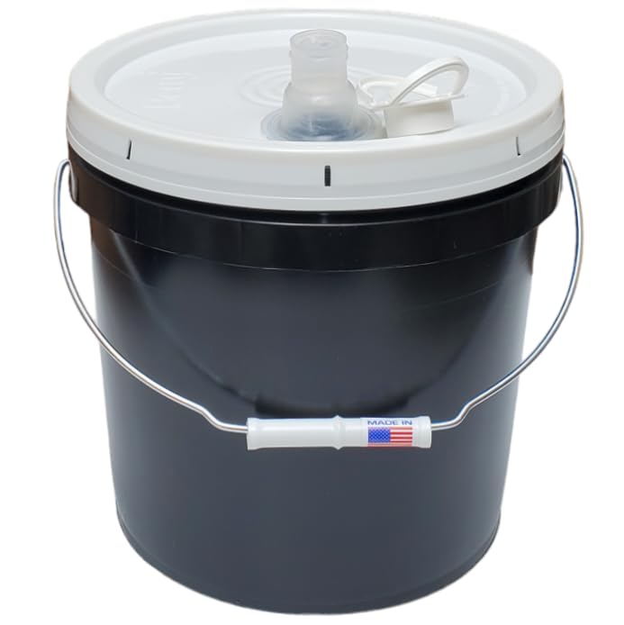 2 Gallon Bucket Pail with Lid & Handle Pour Spout Leak Proof BPA Free Food Safe HDPE Storage Container AirTight Premium Quality Buckets All Purposes Dry & Liquid Contents FDA Compliance (Black) - color: Black