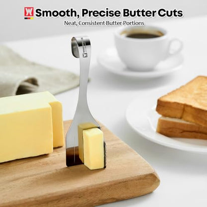 WAGENSTEIGER SUS304 Stainless Steel Butter Knife with Built-In Cutter & Spreader, Cheese Slicer, Hanging Hook, Multifunction Kitchen Tool, 155 × 40 mm (6.1 × 1.57 in)