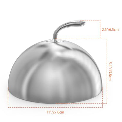 only fire Cheese Melting Dome,11 Inch Round Basting Cover with Handle, Stainless Steel Griddle Accessories for Flat Top Griddle Grill Indoor/Outdoor Kitchen, Backyard, Parties Cooking