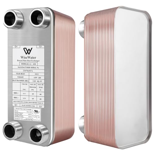 AB Plate Heat Exchanger, 3"x8" 30 Plates Water To Water Heat Exchanger, Copper/SS316L Stainless Steel Brazed Plate Heat Exchanger For Floor Heating, Water Heating, Snow Melting