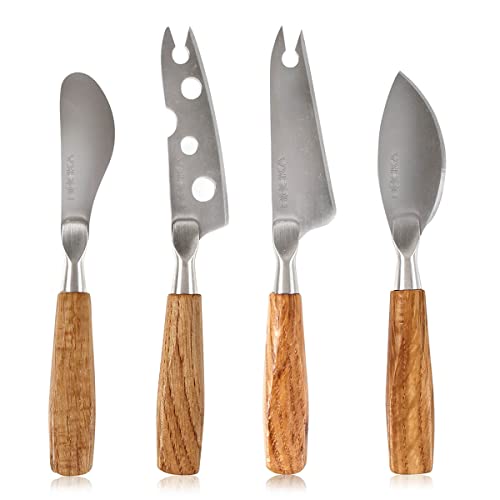 BOSKA Stainless Steel Mini Cheese Knives - Oslo for All Types of Cheese - Multi-Functional Cheese Slicer - Handheld Slicer - Silver Non-Stick - Dishwasher Safe - for Kitchen Cooking - style: 4 Piece Mini Cheese Knife Set