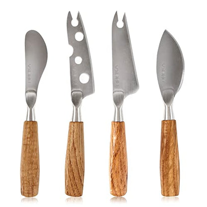 BOSKA Stainless Steel Mini Cheese Knives - Oslo for All Types of Cheese - Multi-Functional Cheese Slicer - Handheld Slicer - Silver Non-Stick - Dishwasher Safe - for Kitchen Cooking - style: 4 Piece Mini Cheese Knife Set