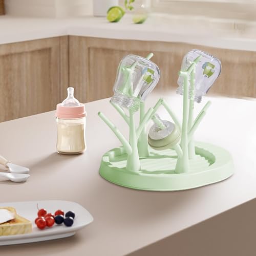 Baby Bottle Drying Rack - Countertop Baby Bottle Drying Rack | Detachable Baby Bottle Holder Storage | Tree-Shaped Bottle Dryer Rack | Space-Saving Bottle Holder for Baby Bottle, Green - color: Green