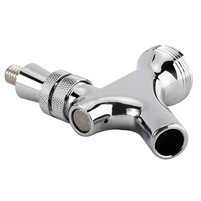 RealPlus 2 Pack of Draft Beer Faucet with 4.1" Shank,Black Handle and Tap Brush for Homebrew 1/4 Barbed Fitting