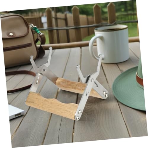 HOMSFOU 4pcs Stainless Steel Beehive Frame Holder Gripper Tools with Wooden Handle for Beekeeping Hive Frame Lifting and Inspection Equipment