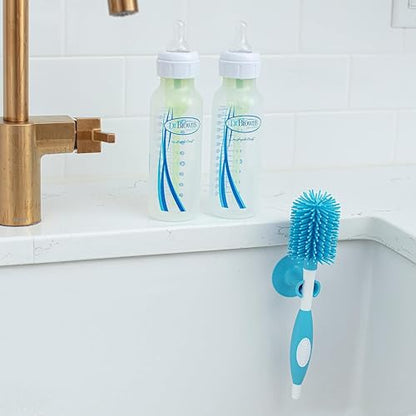 Dr. Brown's Soft Touch No Scratch Baby Bottle Cleaning Brush Nipple Cleaner with Stand and Storage Clip, BPA Free, Blue 1-Pack - style: Blue