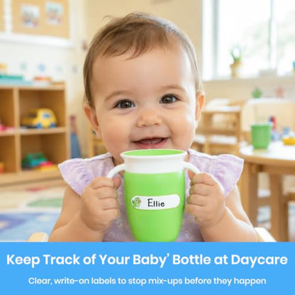600 Pcs Self-Laminating Daycare Labels for Kids, Waterproof Write-On Name Labels for Baby Bottles, Sippy Cups & Food Containers, Dishwasher & Freezer Safe Stickers for School Supplies, Daycare & Camp
