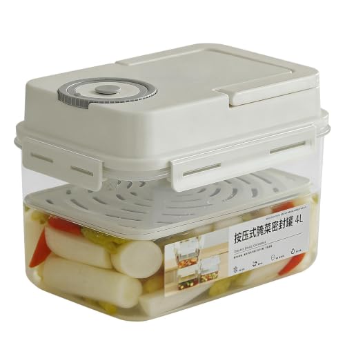 Fermentation Container - Adjustable Inner Lid, Manual Degassing Vegetable Maker, Anaerobic Sauerkraut Maturation Tank, 4L Plasticc Brine Sealing Tub | Traditional Alternative for Chefs & Fermenters