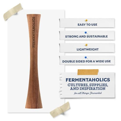 Fermentaholics Fermentation Tamper Tool, Make Sauerkraut At Home | Perfect Tool For Fermented Cabbage & Any Fermented Vegetables | DIY Fermented Sauerkraut | (Acacia)
