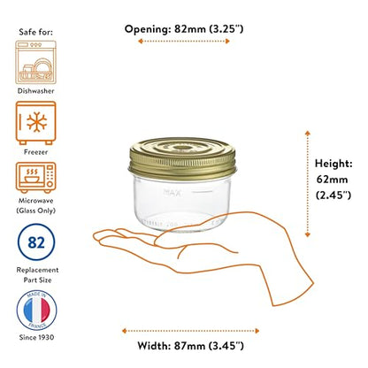 Le Parfait Familia Wiss 7oz (200ml) Wide Mouth Glass Canning Jars – 4PK Made in France, Airtight 2-Piece Lid, Reusable Zero Waste & Eco-Friendly for Kitchen Storage, Meal Prep & Baking - color: 07oz (Set/4)