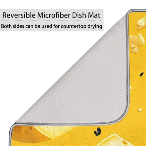 Cheese Dish Drying Mat for Kitchen Counter Yellow Cheese Absorbent Drainer Mats Microfiber Dish Dry Pad Washable Coffee Bar Decor 16x18 Inch - size: 16" x 18"