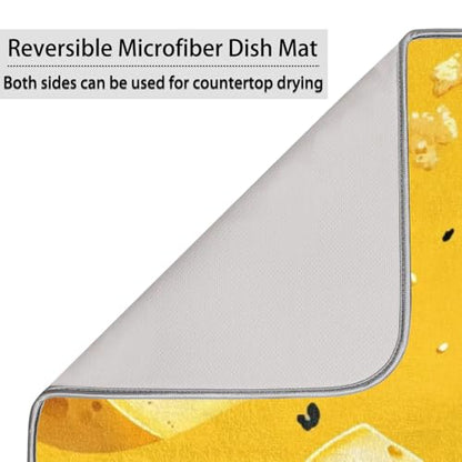 Cheese Dish Drying Mat for Kitchen Counter Yellow Cheese Absorbent Drainer Mats Microfiber Dish Dry Pad Washable Coffee Bar Decor 16x18 Inch - size: 16" x 18"