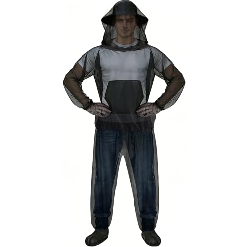 Full Body Mosquito Net Suit - Mosquito Mesh Bug Suits Outdoor Protection, Mosquito Proof Clothing for Women Men Fishing - size: Small-Medium