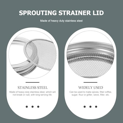 VALICLUD 4Pcs Stainless Steel Sprouting Jar Lids 70Mm Wide Mouth Mason Jar Screens Ventilation Covers for Growing Alfalfa Mung Bean Sprouts