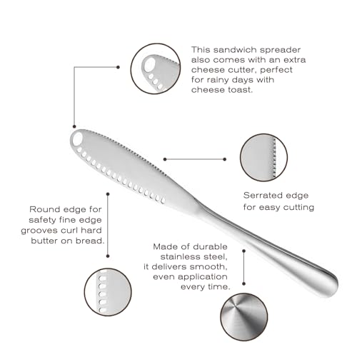 Butter Knife, 3 In 1 Stainless Steel Butter Spreader, Kitchen Knife Gadget For Cutting And Spreading Butter Cheese Jam