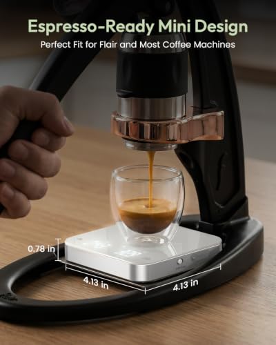 Maestri House S2 Espresso Coffee Scale with Timer, USB-C Rechargeable 2kg/0.1g Precision Shot Scale, Digital Scale for Espresso Brewing(White & Silver) - color: White&Silver