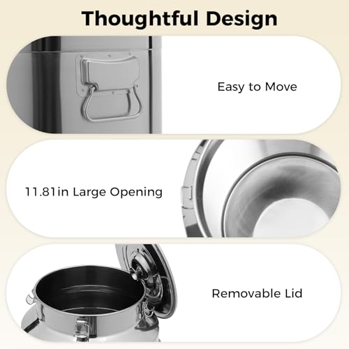 Stainless Steel Milk Can, 76L/20.1Gal Storage Bucket Airtight Canister with Lid, Wine Oil Beverage Storage Container for Kitchen Restaurant Party, W15.8*H25.2in - size: 76L/20.1Gal w/o Faucet