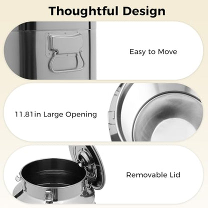 Stainless Steel Milk Can, 76L/20.1Gal Storage Bucket Airtight Canister with Lid, Wine Oil Beverage Storage Container for Kitchen Restaurant Party, W15.8*H25.2in - size: 76L/20.1Gal w/o Faucet