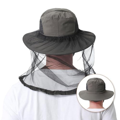Mosquito Head Net Hat UPF 50+ Sun Protection Bug Hat for Men Women | Sun Visor Style, Perfect for Safari, Hiking, Beekeeping, Camping & Gardening - color: Army Green