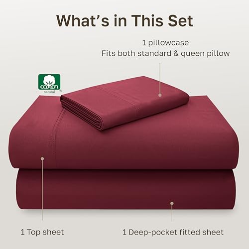 California Design Den 100% Cotton Twin Sheets Set - Luxury 600 Thread Count, Sateen Weave, Deep Pocket Sheets Twin Size Bed Set - Brick Red - color: 26 - Brick Red, size: Twin