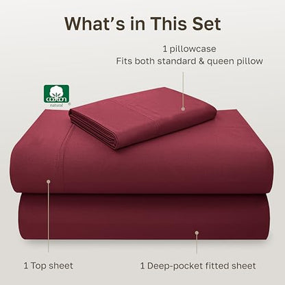 California Design Den 100% Cotton Twin Sheets Set - Luxury 600 Thread Count, Sateen Weave, Deep Pocket Sheets Twin Size Bed Set - Brick Red - color: 26 - Brick Red, size: Twin