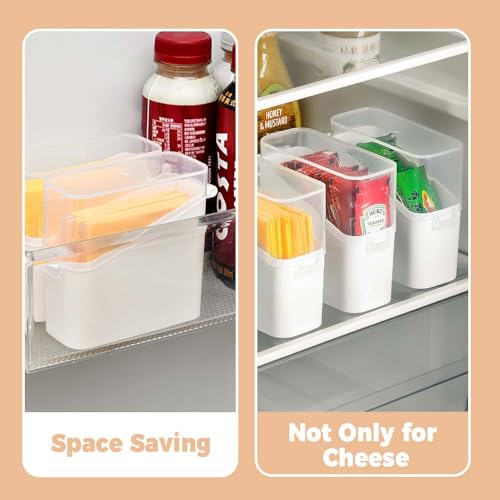 Sliced Cheese Container for Fridge, 2/4 PCS Cheese Storage Box with Flip Lid Plastic Cheese Keeper Cheese Saver Holder (2pcs) - size: 2pcs