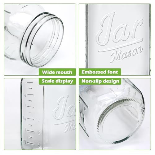 QAPPDA Wide Mouth Mason Jars 32 oz 12 Pack, Canning Jar Large Glass Jars with Two Pieces Lids for Pickling, Storage Food, Meal Prep, Jams, and Spices - size: 32oz - Jar Split