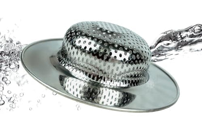 RSVP International Endurance® Stainless Steel Large Sink Strainer, 4.5" | Traps Food Scraps | Polished Finish with Precision Pierced Holes | Dishwasher Safe - size: Strainer