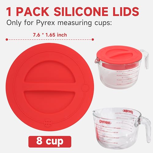 1 Pack Silicone Replacement Lids, Only Fit For Pyrex 8-Cup Tempered Glass Liquid Measuring Cups, Reusable & Food-Grade Silicone, Dishwasher & Microwave Safe (Cups not Included) - size: Lids For 8-Cup