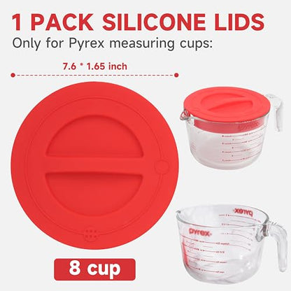 1 Pack Silicone Replacement Lids, Only Fit For Pyrex 8-Cup Tempered Glass Liquid Measuring Cups, Reusable & Food-Grade Silicone, Dishwasher & Microwave Safe (Cups not Included) - size: Lids For 8-Cup