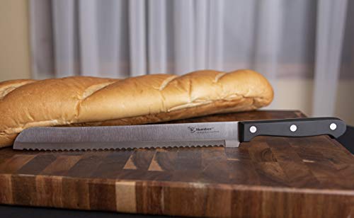 10 Inch Serrated Bread Knife, Premium Stainless Steel Blade with Wave Edge, Full Tang Handle, Razor Sharp Knife for Bread, Durable Professional Kitchen Knife