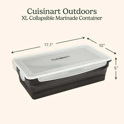 Cuisinart XL Collapsible Marinating Container, Large Capacity Grill Accessories Perfect for BBQs and Tailgates, Marinade and Brining Prep, Collapsible Silicone for Easy Storage (Pack of 4) - size: (Pack of 4)