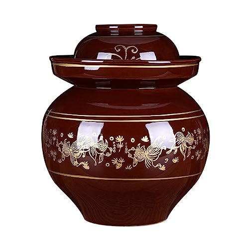 Ceramic Fermentation Crock Jar Kit,Sauerkraut Crock, Traditional Chinese Porcelain Pickle Jar with Water Seal Airlock Lid,Pickle Jar for Fermenting or Pickling Pickl 6kg - size: 6kg
