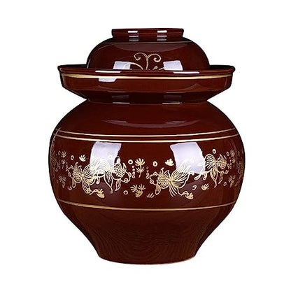 Ceramic Fermentation Crock Jar Kit,Sauerkraut Crock, Traditional Chinese Porcelain Pickle Jar with Water Seal Airlock Lid,Pickle Jar for Fermenting or Pickling Pickl 2.5kg - size: 2.5kg