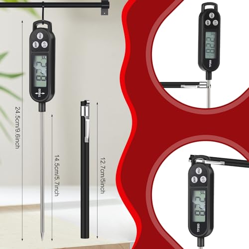 Copkim 12 Pcs Meat Food Thermometer Food with Probe Water Liquid Instant Read Digital Thermometer Kitchen Cooking Supplies for Cooking BBQ Milk Yogurt (Black) - color: Black