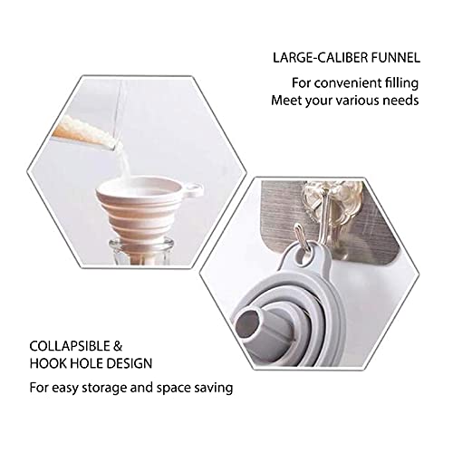 Misitifi Collapsible Funnel, Set of 2, Flexible Silicone Foldable Kitchen Funnel for Liquid/Powder Transfer Hopper Food Grade Silicone Funnel