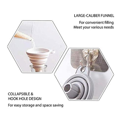 Misitifi Collapsible Funnel, Set of 2, Flexible Silicone Foldable Kitchen Funnel for Liquid/Powder Transfer Hopper Food Grade Silicone Funnel