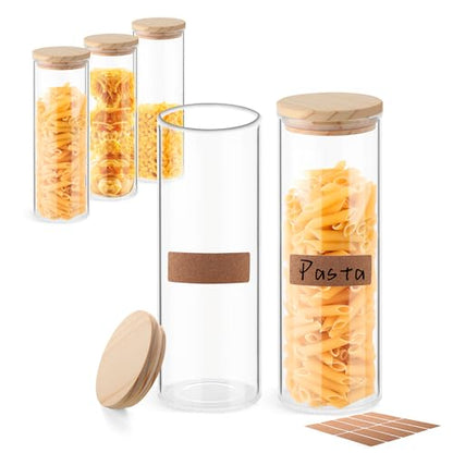 ULAB 3.5mm Thick Glass Food Container Set with Lid, 36.5 OZ Clear Storage Jar, Pack of 3, Glass Airtight Canisters set for Cookie, Candy, Coffee Beans, USJ1002 - color: 36.5oz-3pcs
