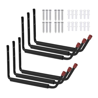 6 Pack Garage Hooks Heavy Duty, Utility Steel Hooks with EVA Foam Padding, 15inch Wall Mount J Organizer Hanger for Hanging Bikes Kayak Garden Tool Hose Bike Shelf - size: 15inch