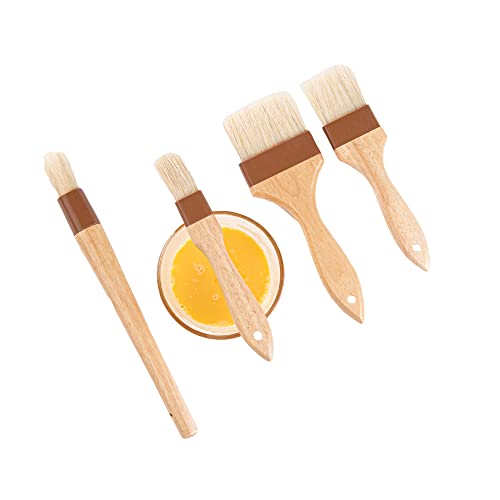 Pastry Tek Natural Wood Pastry / Basting Brush 4-Piece Set - with Boar Bristles - 1 count box - size: Set