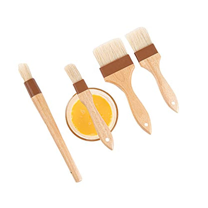 Pastry Tek Natural Wood Pastry / Basting Brush 4-Piece Set - with Boar Bristles - 1 count box - size: Set