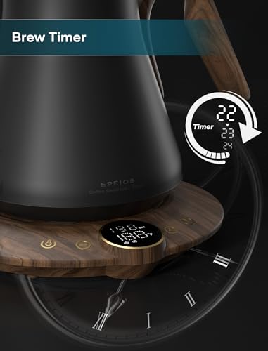 INTASTING Gooseneck Electric Kettle with ±1℉ Temperature Control for Pour Over Coffee & Tea, Quick Heating, BPA-Free Stainless Steel, Built-in Brew Timer, 1500W/0.9L (Rainforest) - color: Rainforest